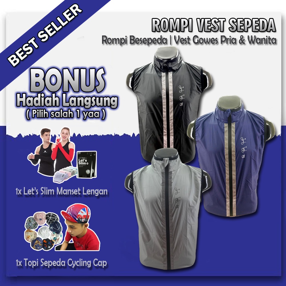 Rompi Sepeda Lipat Gowes Vest Pria Wanita Windbreaker Jacket Unisex