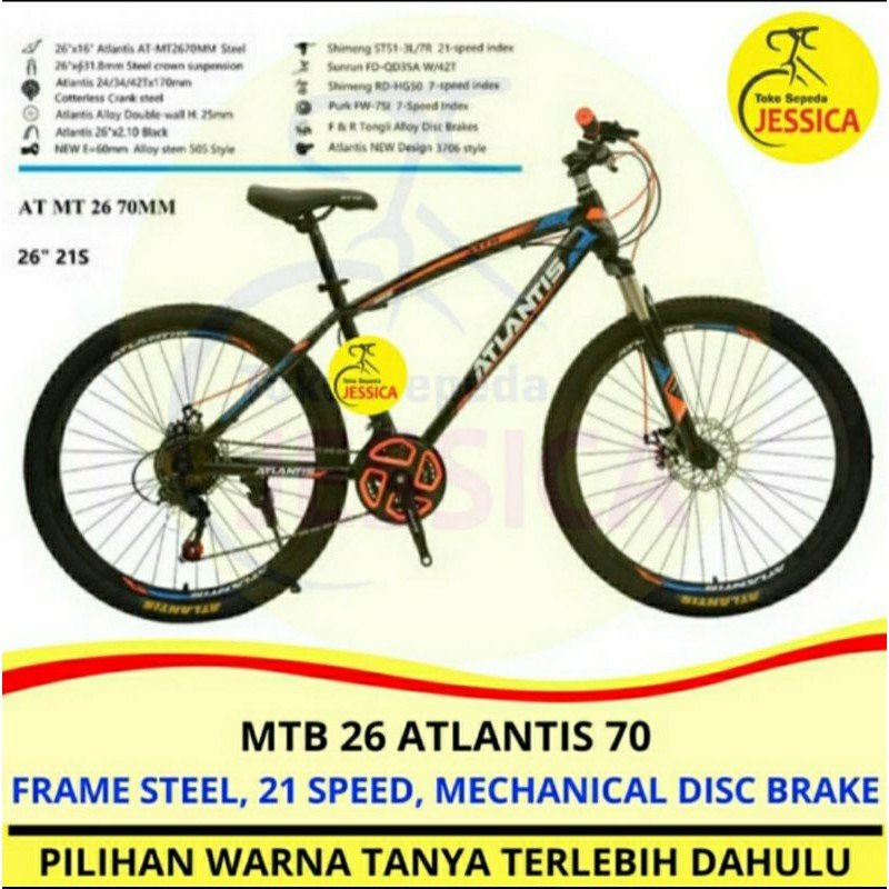  Sepeda  Dewasa MTB  26 Atlantis  70 Rem Disc Murah Shopee 