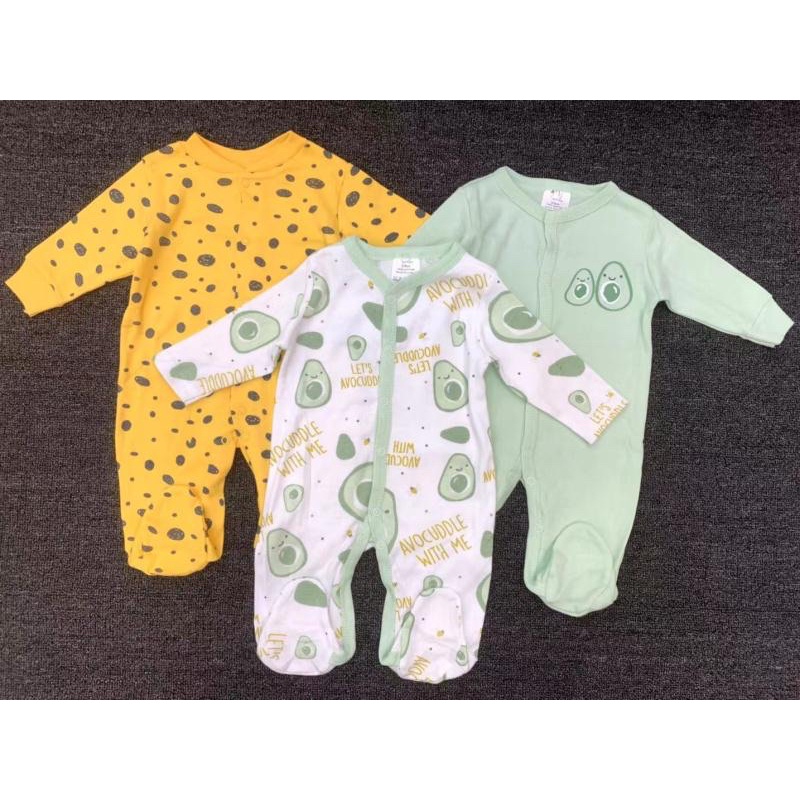 BABY K2 - Sleepsuit Baby isi 3 Pcs Motif Avocuddle