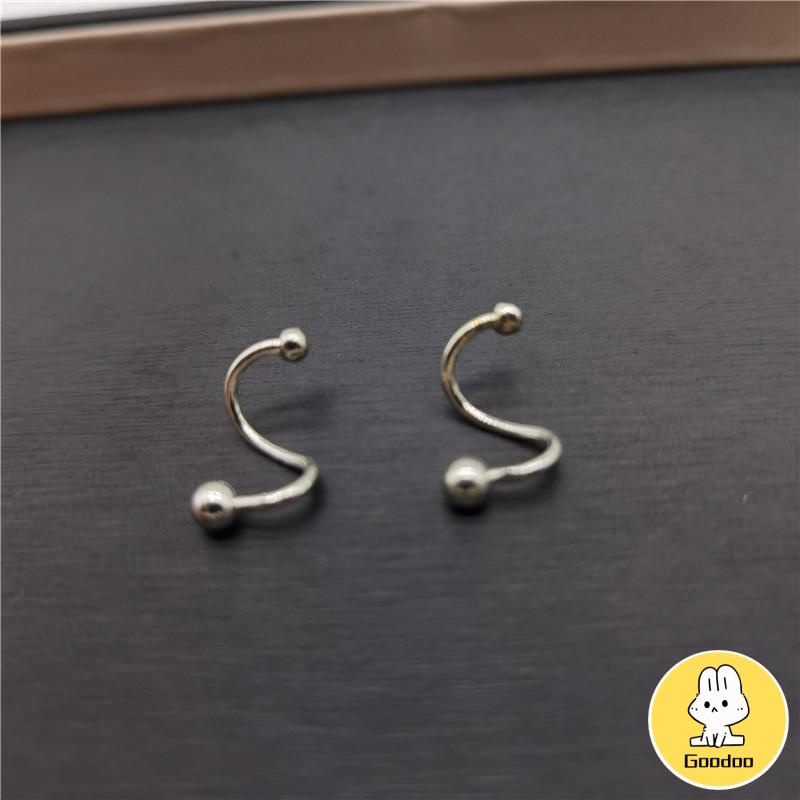 1 Pasang Anting-Anting Sederhana Baru Kepribadian Wanita Minoritas Double Spiral Ear Studs -Doo