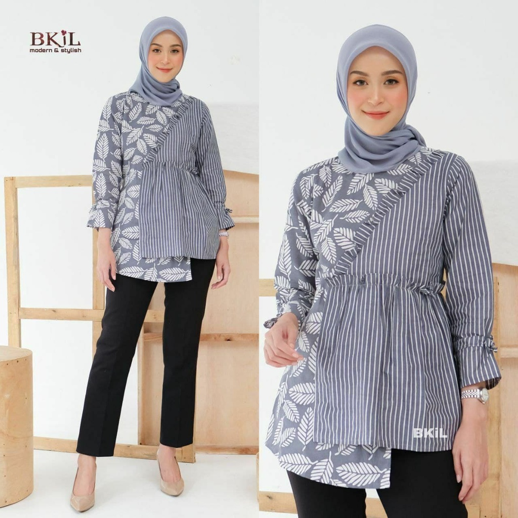 Atasan Batik Wanita blouse blous blus ukuran M L XL XXL Batik Wanita Atasan Batik Busui Kancing Depa