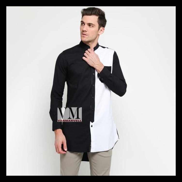 READY STOK VM GAMIS JUMBO BAJU KOKO MUSLIM PANJANG HITAM PUTIH KOKO LAKI-LAKI MURAH ALB