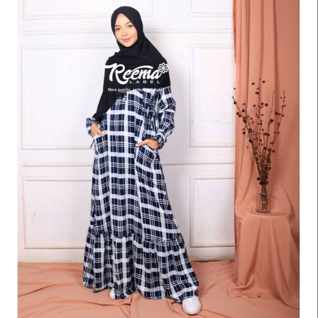 GAMIS SAJA KOTAK2 BAJU MUSLIM SYARI MUNIRA DRESS by REEMALABEL