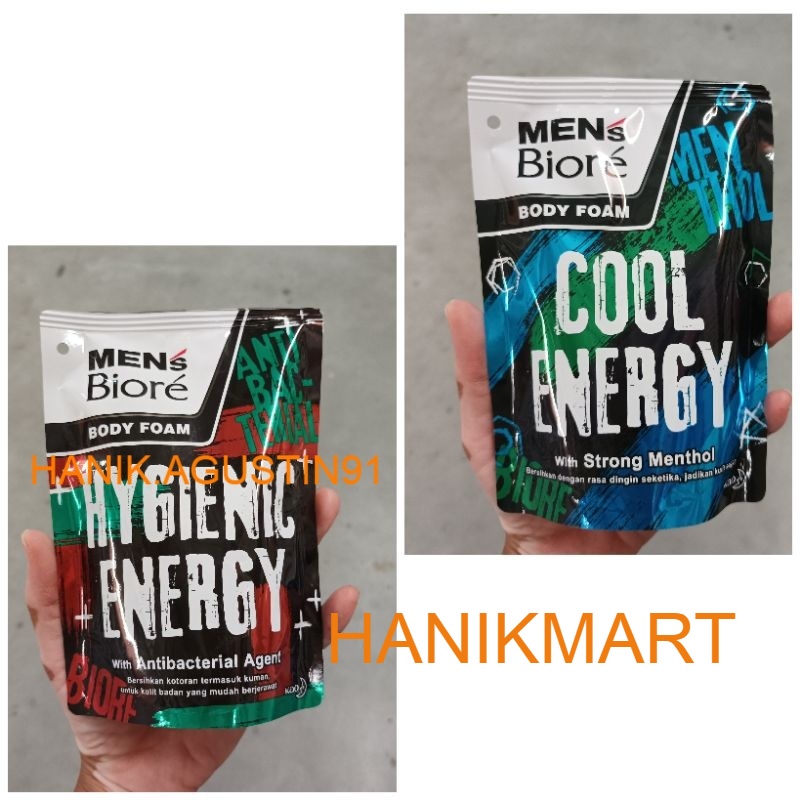 Men's Biore Body Foam Cool Energy Refill 250 ml - Sabun mandi pria / Biore sabun cair 250ml HM91