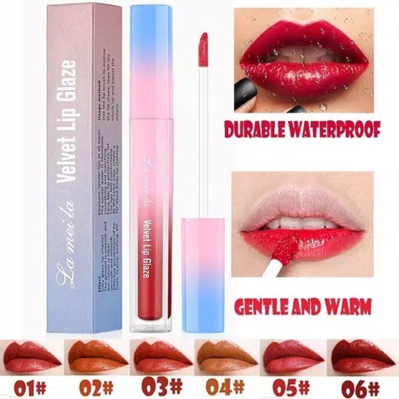 Lameila 1011 Lipstik Velvet Lip Glaze / Lameila Lipstick Cair 6 Warna Tahan Air Tahan Lama