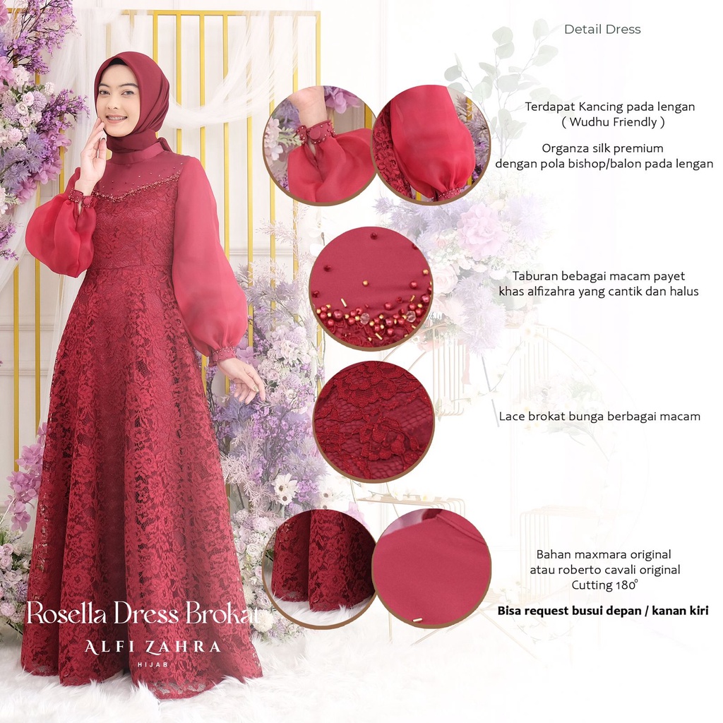 Rosella Dress Brokat (Ready Stok)