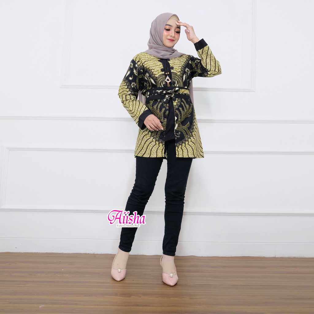 Atasan Wanita  Batik /Kemeja Wanita Bahan Katun / Batik Kencana Dan Kinanti Original Aiisha-3