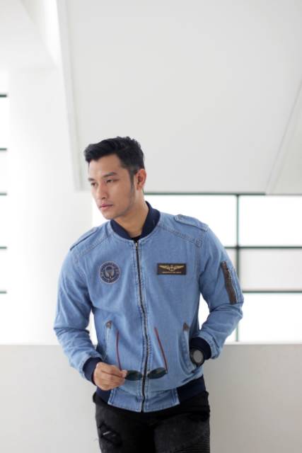 PROMO BAYAR DI TEMPAT / JAKET BOMBER JEANS PILOT - BOMBER JEANS PILOT - BOMBER JEANS THE BERRY -