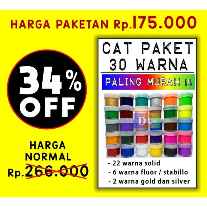 

30 Cat Paket - Cat Tekstil / Lukis utk kaos / kanvas / tas / sepatu