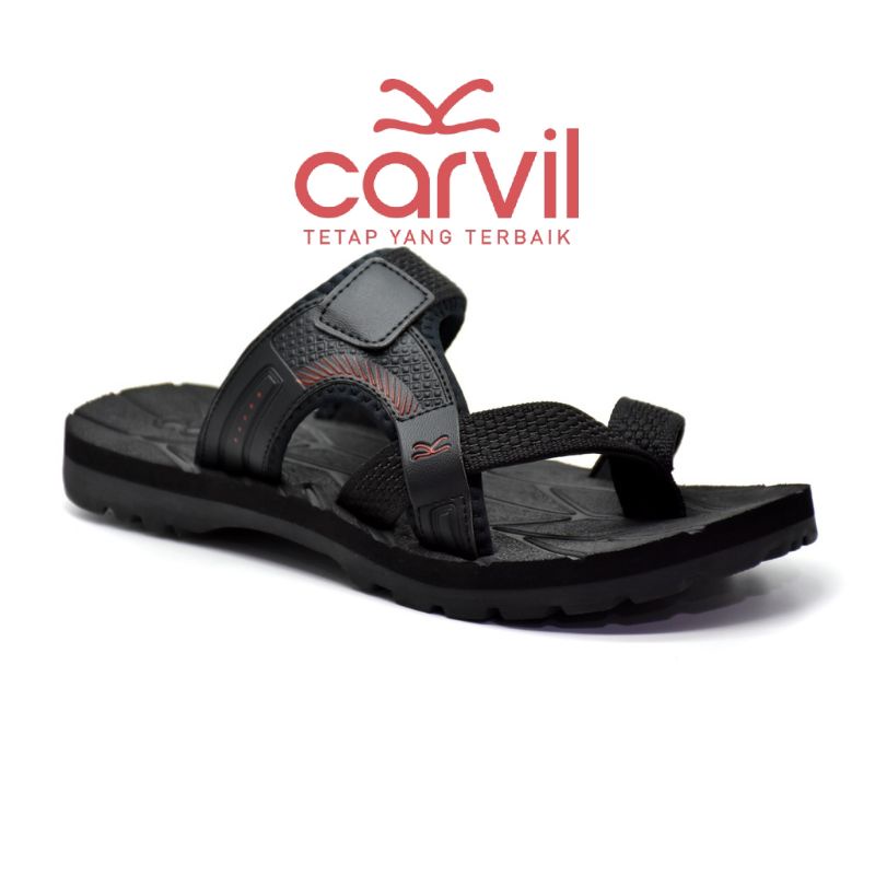 Sandal Carvil Pria Original 100% Terbaru Gunung Ori Jepit Sendal Cowok Dewasa Kekinian Warna Hitam B
