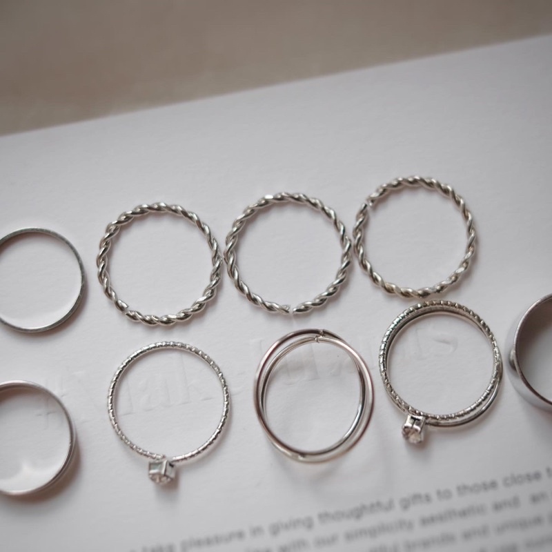 Ark.co - Capellini set rings (gold &amp; silver) cincin tumpuk stack minimalis simpel