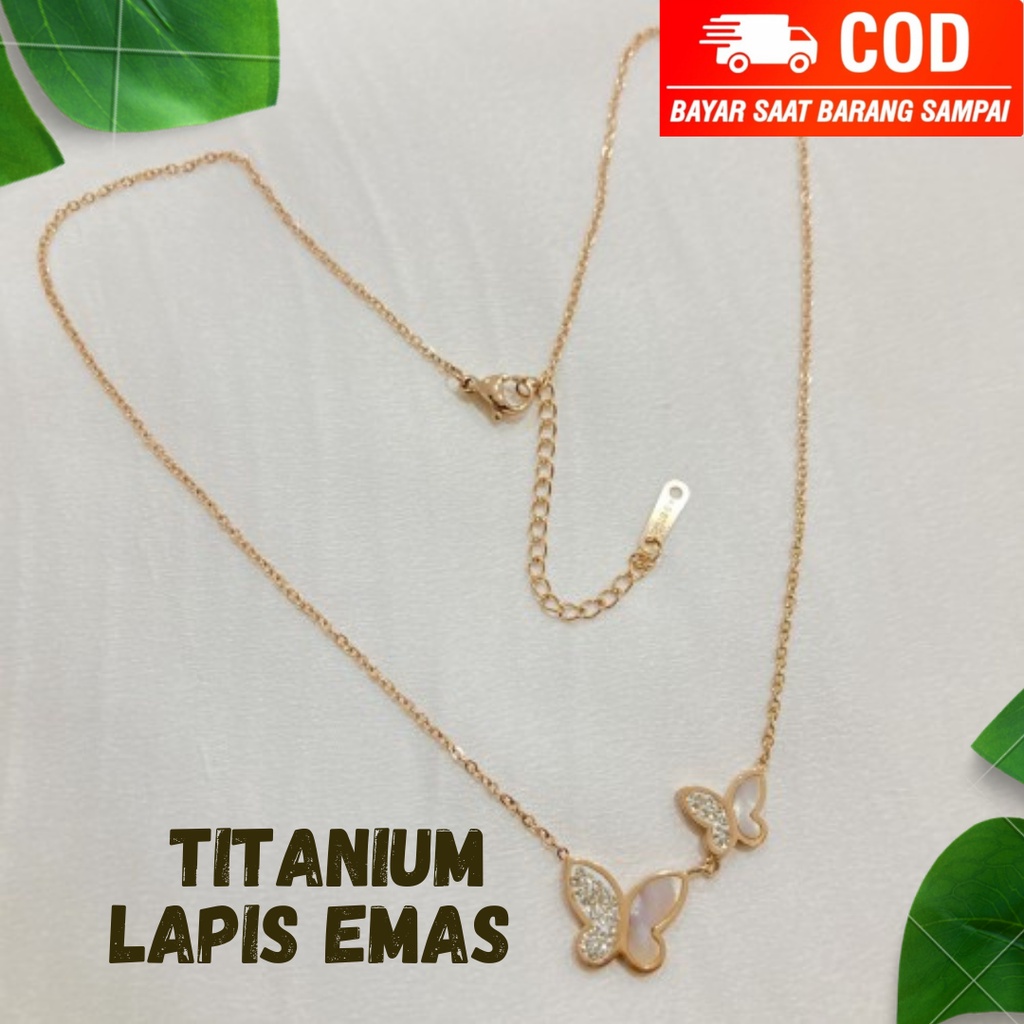 Kalung Kupu - Kupu Titanium kalung wanita model kupu-kupu cod