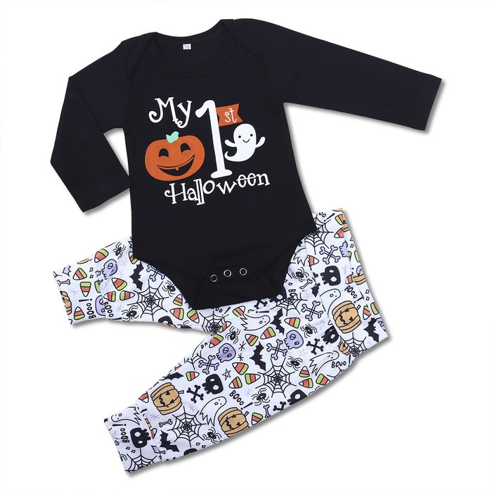 Baby first halloween romper baby halloween costume kostum labu bayi