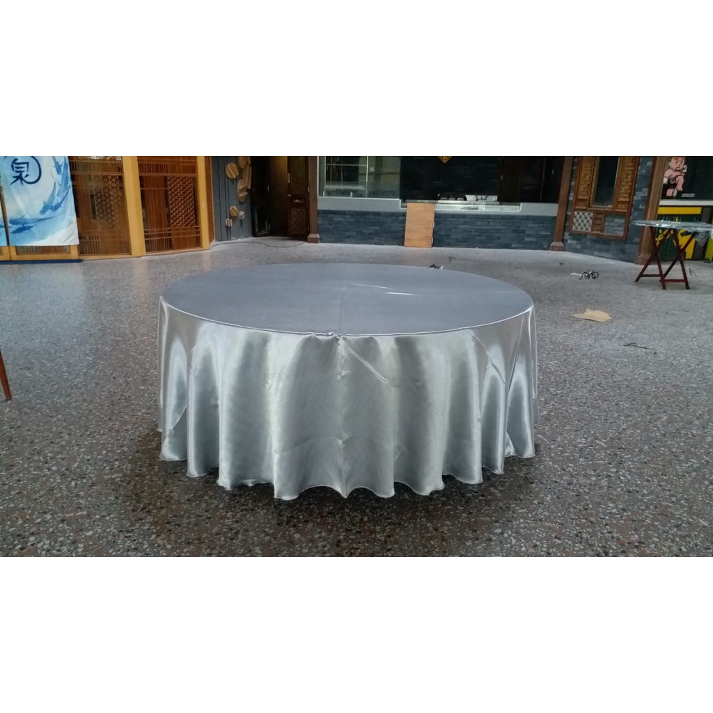 Round table cloth/taplak meja varian warna satin blackout D 270 cm