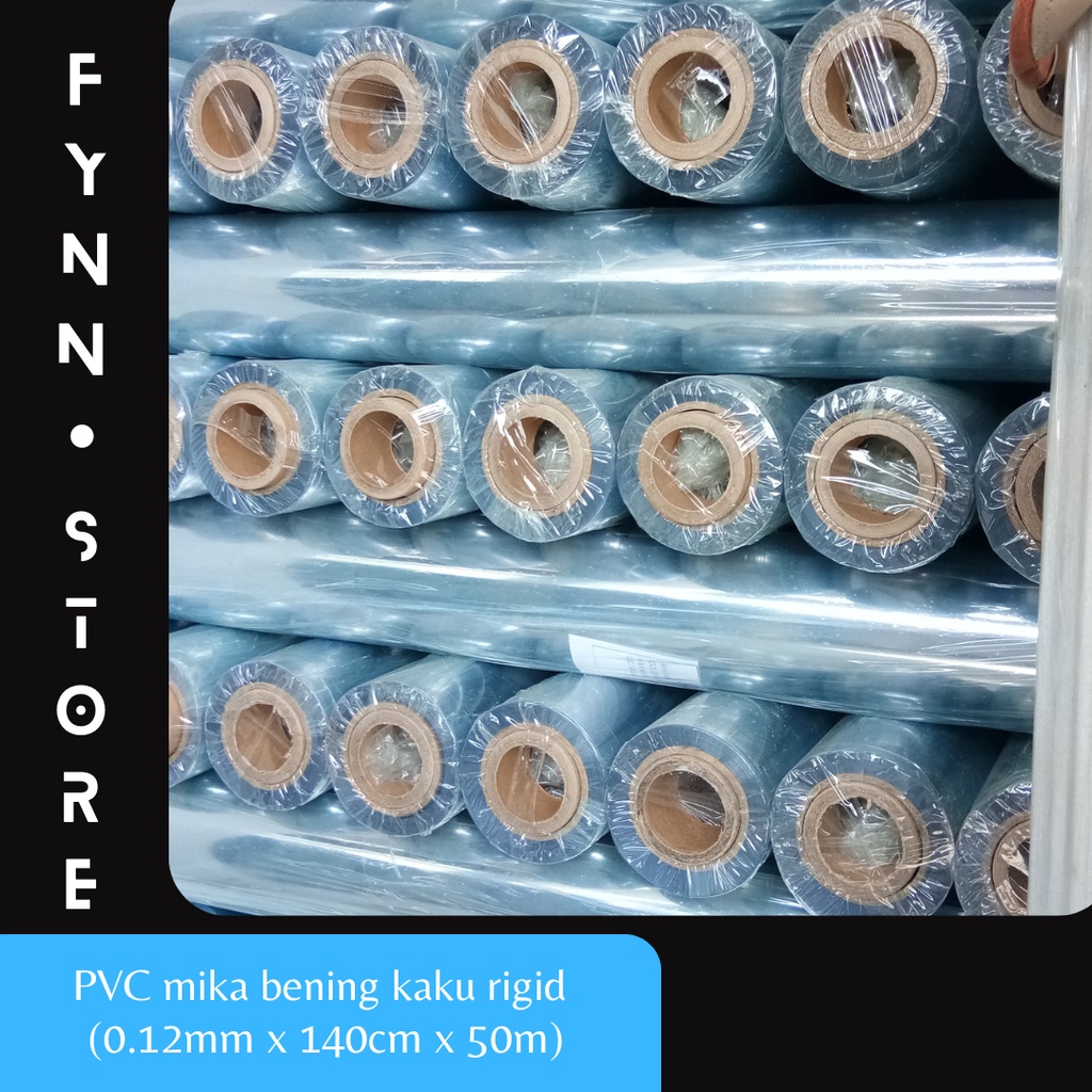 

PVC Mika kaku bening rigid 0.12 mm x 140 cm x 50 m