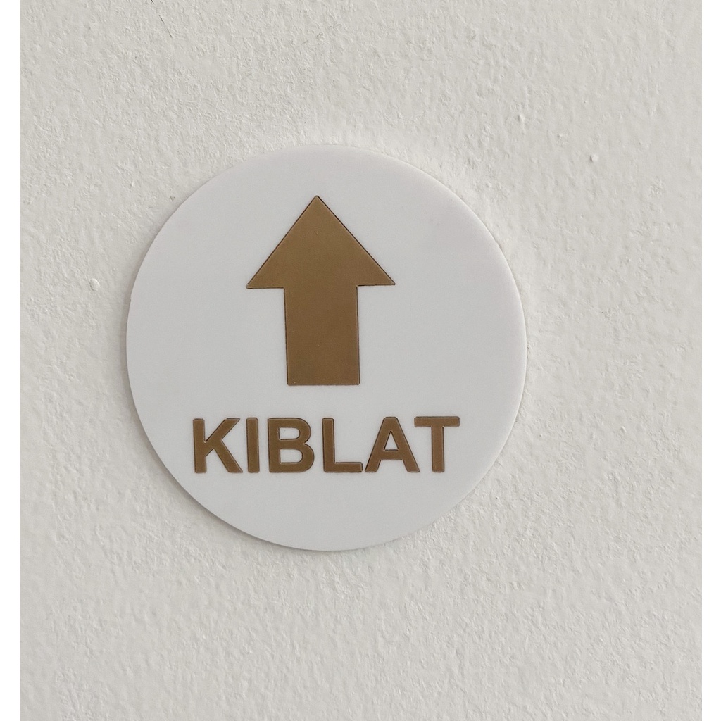 Sign Akrilik Arah KIBLAT | Penunjuk Arah Kiblat Sholat | Petunjuk Sholat Panah Papan Signage Board Akrilik Print Label Aklirik Sticker Muslim Sticker Print Mushola