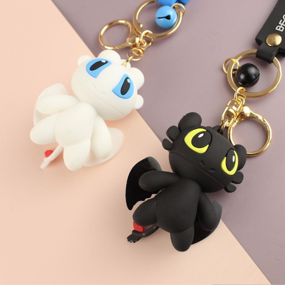 Needway  toys For Children Anime How to Train Your Dragon Cartoon Character Couple Keyring Toothless Keychains Key Chain Children Toys Bag Pendant Car Key Chain Action Figures Anime Doll Dragon 3 Light Fury/Multicolor