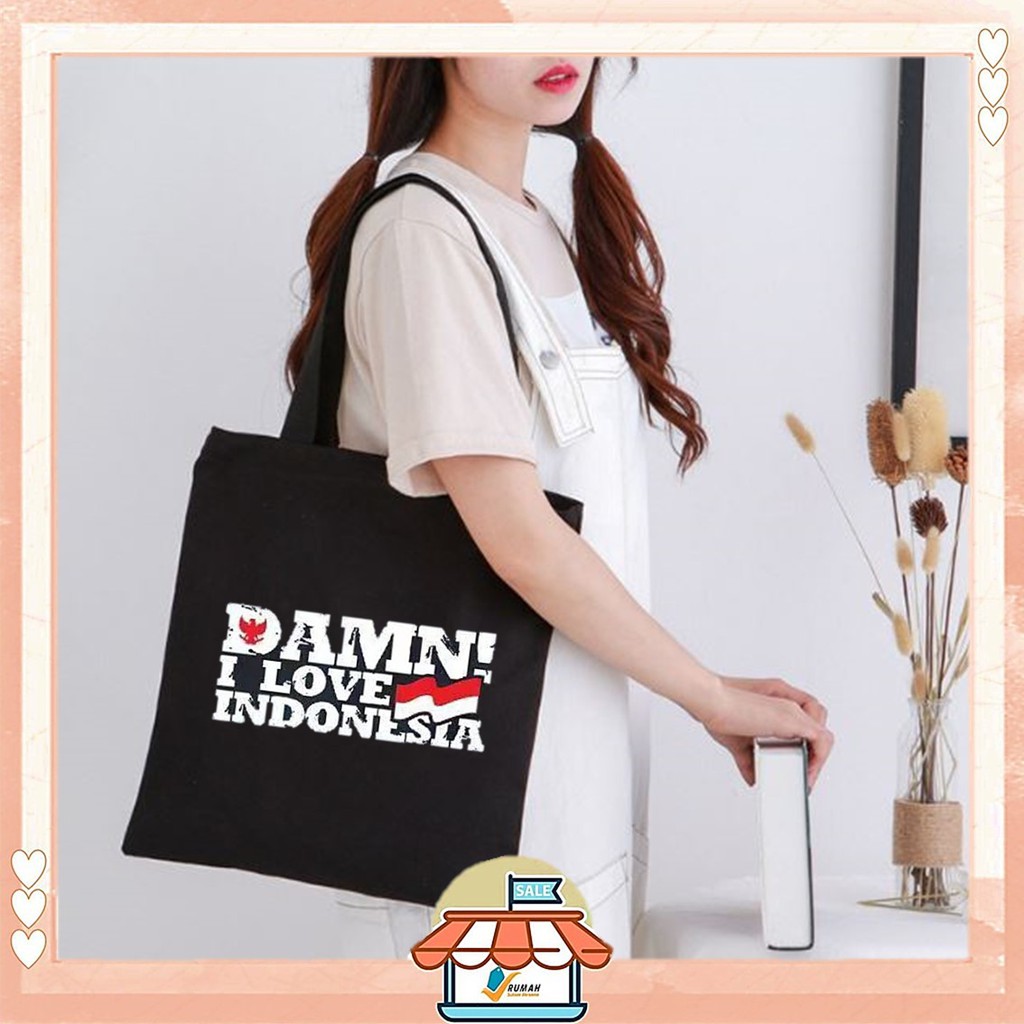 RSB Tote Bag Damn I Love Indonesia Totebag Kekinian Tas Wanita Daily Casual Murah | Shopee Indonesia