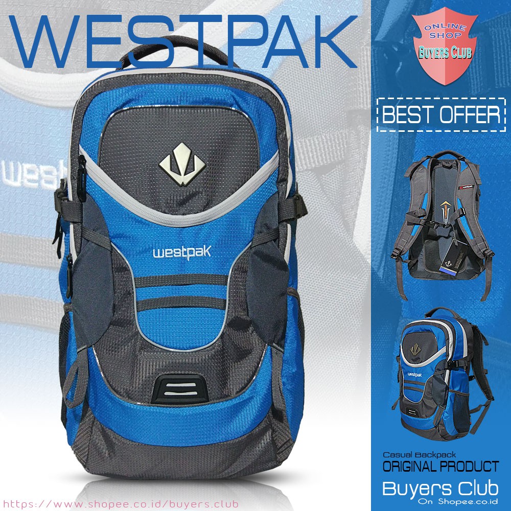 Westpak Tas Ransel Punggung Backpack Laptop Raincoat Pria - Blue