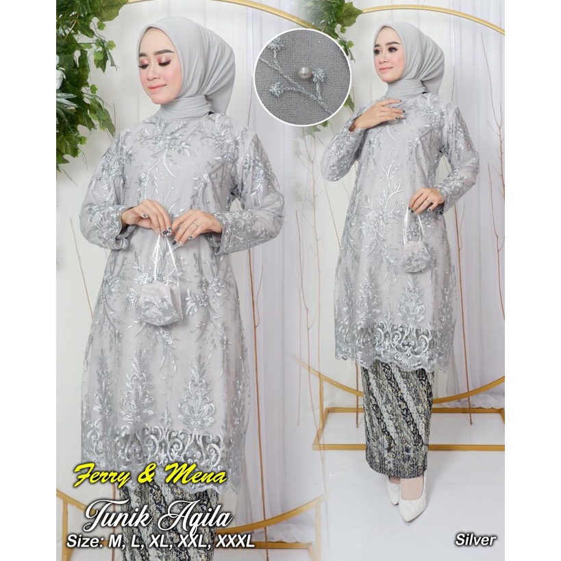 Produk Original setelan kebaya tunik jumbo//kebaya tunik pesta//tunik tille terbaru//kebaya pesta terbaruu