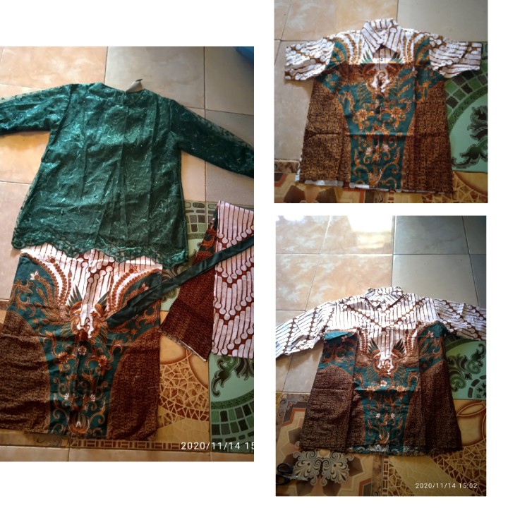 [ Termurah ] Couple Batik Mika Series Parang Hijau Pita Cassandra Nirmala Free Selendang