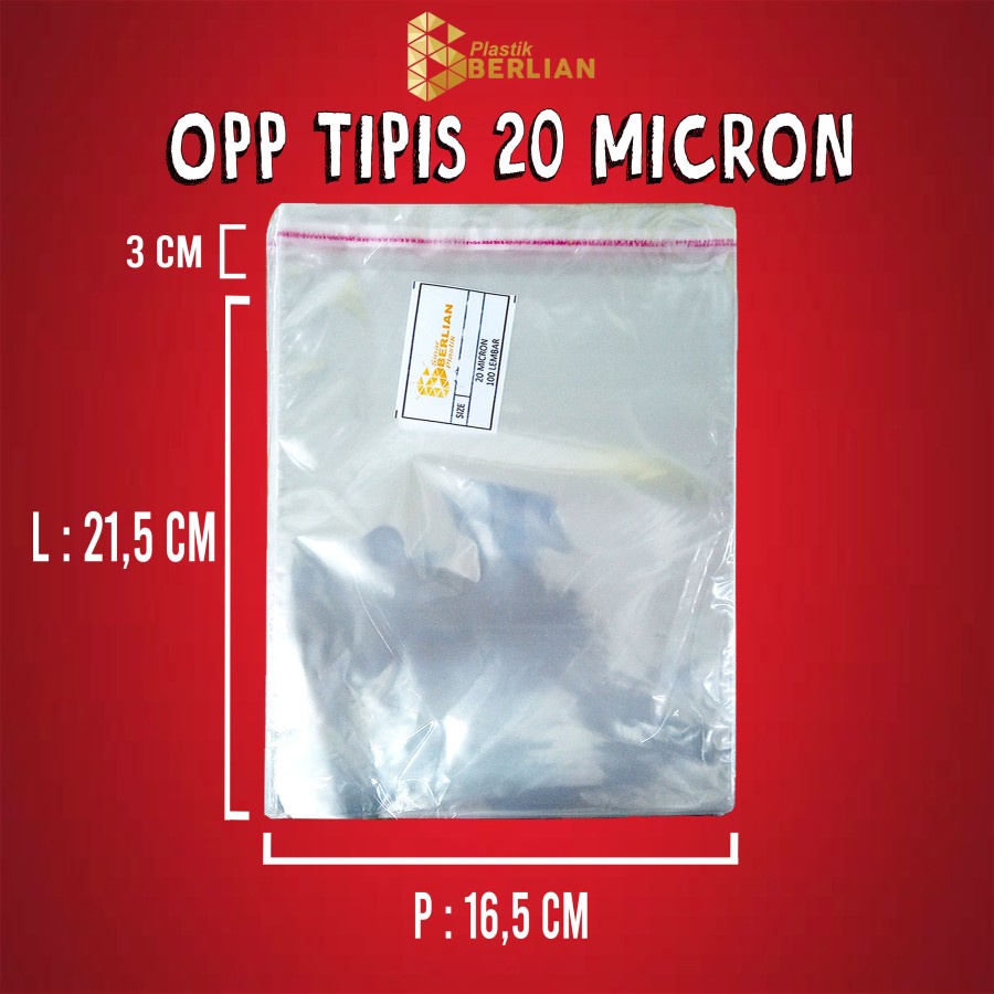 

16,5 x 21,5 cm Plastik OPP TIPIS (100 lbr) (lem/seal)