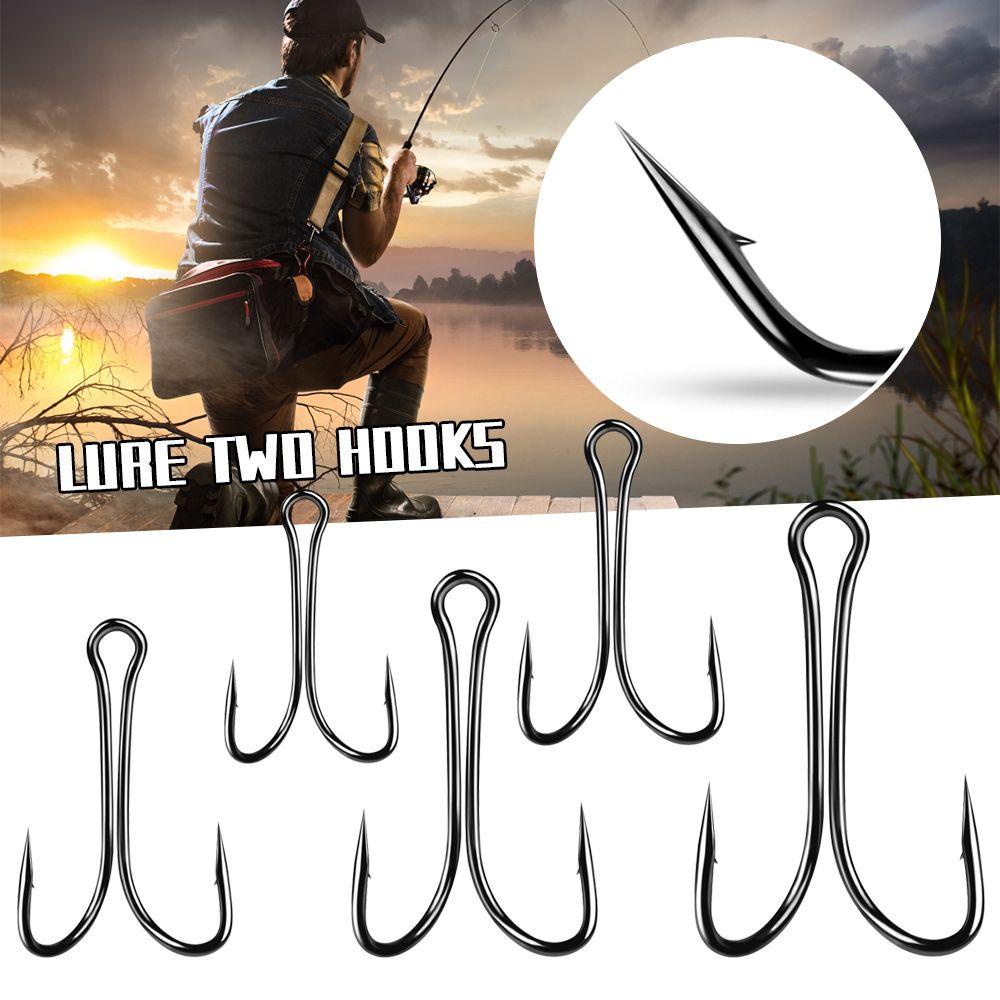 Kait Pancing Ganda Atas Berlubang Baja Karbon Tahan Lama Kepala Umpan Ikan
