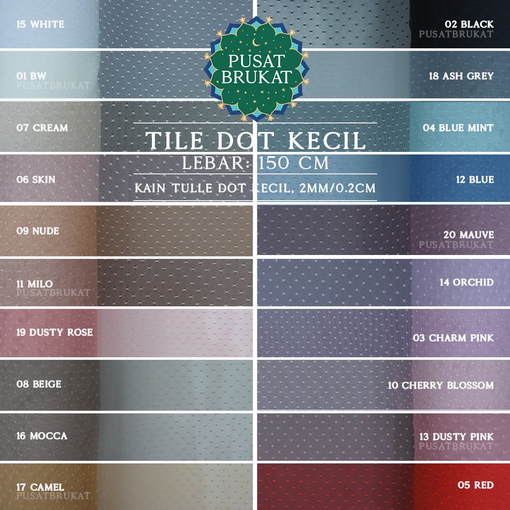 KAIN TILE DOT KECIL - BAHAN TULLE POLKADOT BINTIK HALUS LEMBUT , Lebar: 150cm [harga per 0.5m]