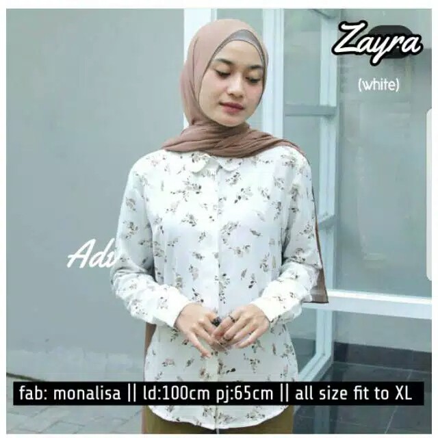 Kemeja wanita casual blouse lengan panjang muslim motif murah / blus wanita kekinian adelia miory-2