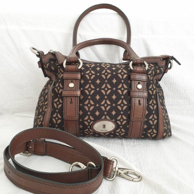 Tas FOSSIL MADDOX SATCHEL MEDIUM BLACK PECAN PRELOVED