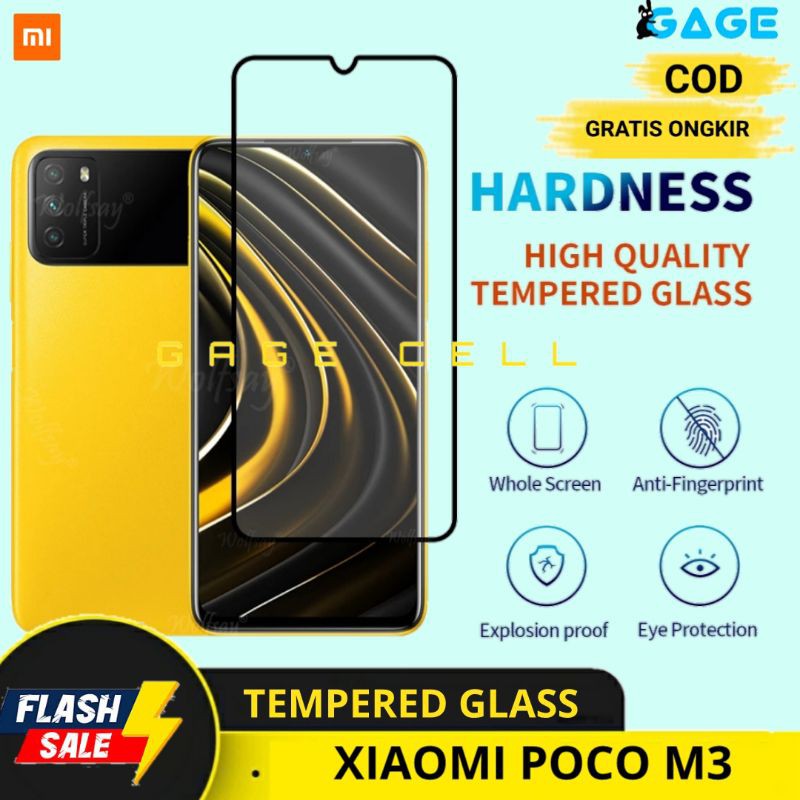 PREMIUM TEMPERED GLASS FULL LAYAR TG ANTI GORES KACA XIAOMI POCO M3 SCREEN PROTECTOR FUL COVER