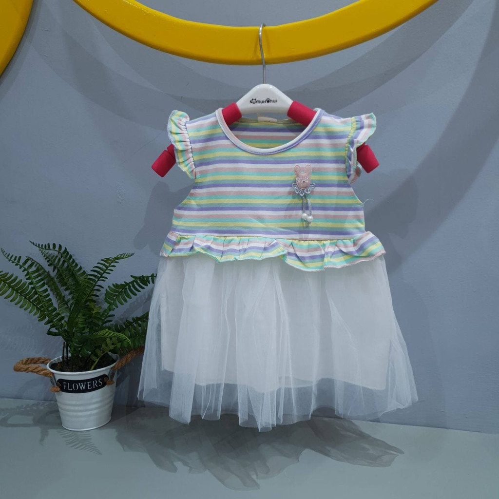 Promo !! Dress baby cute murah - dress rainbow mini tutu import uk 6bln-2th (orange,hijau,ungu)