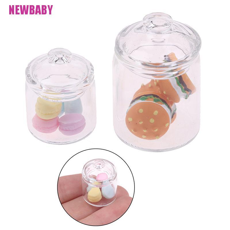 (NEWBABY) Mainan Miniatur Toples Kaca Transparan Skala 1: 12 Untuk Aksesoris Dapur Rumah Boneka