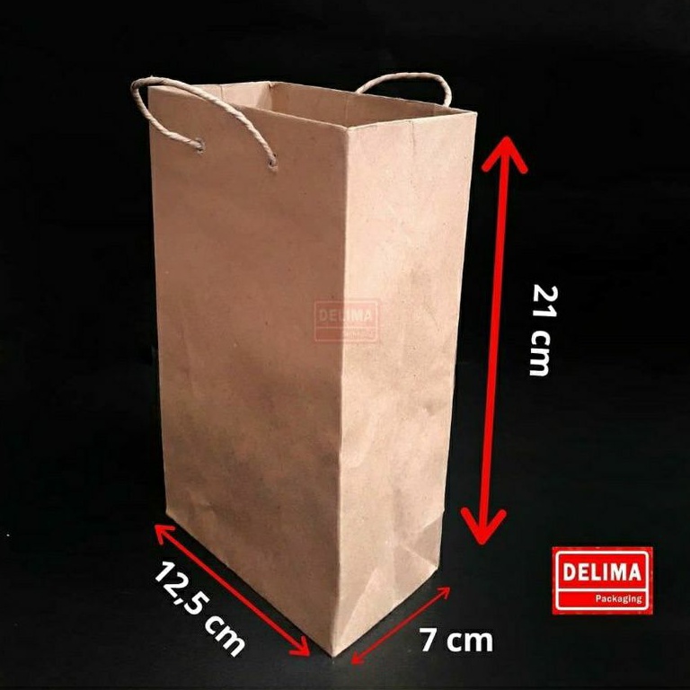 

Paperbag Coklat Polos TB 1 uk 12,5 x 7 x 21 (min 10 pcs)