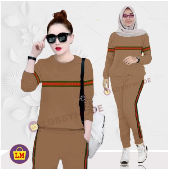 Setelan Baju Olahraga Muslimah Hilya - Baju Senam Wanita Jumbo - Set Seragam Olahraga Wanita Hijab