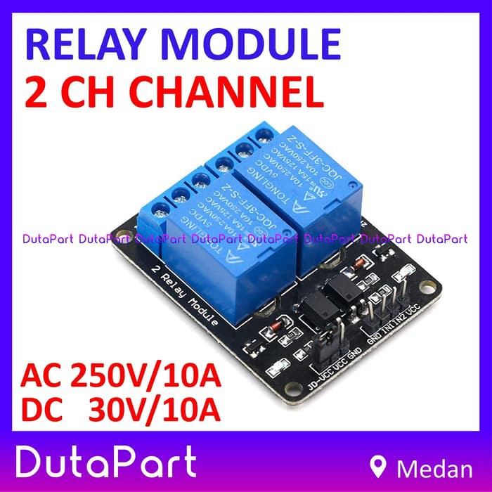 Relay Module 2 CH Channel 250VAC 30VDC 10A 5V With Optocoupler Modul