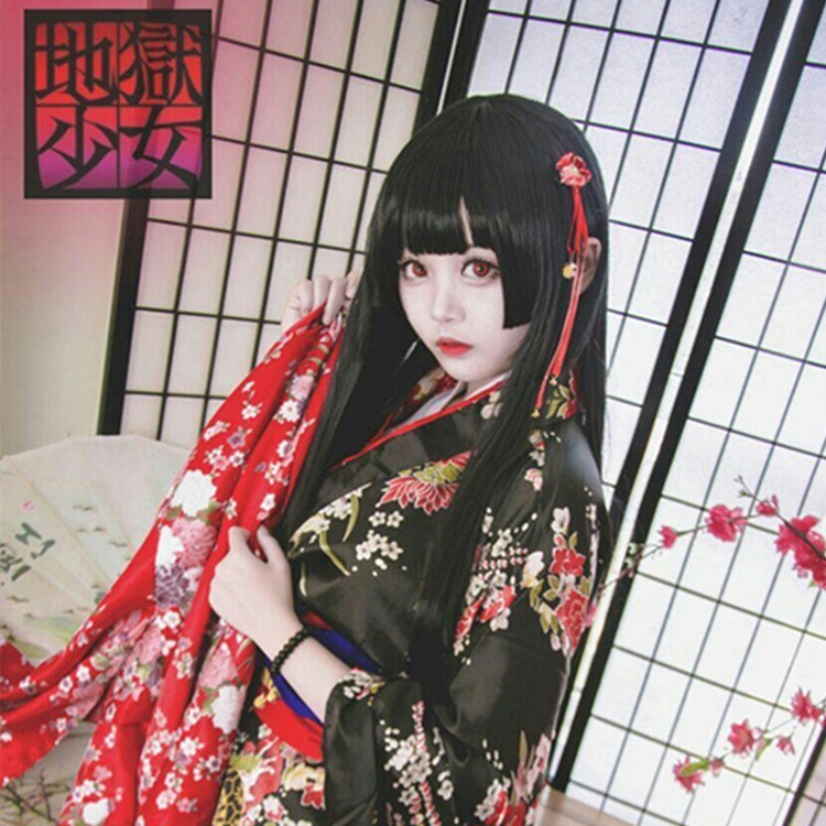 LOL-73 wig enma ai hell girl jigoku shoujo rambut palsu cosplay hime cut daily