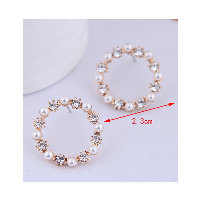 LRC Anting Tusuk Fashion Gold Pearl Flash Diamond Earring A58520