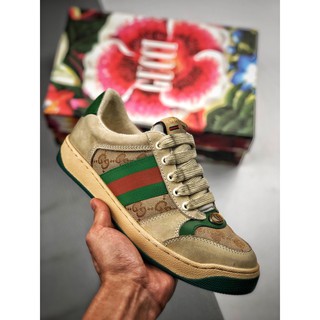  Sepatu  Gucci  Screener Kulit  Gucci  Rendah Atas Wanita Beige 