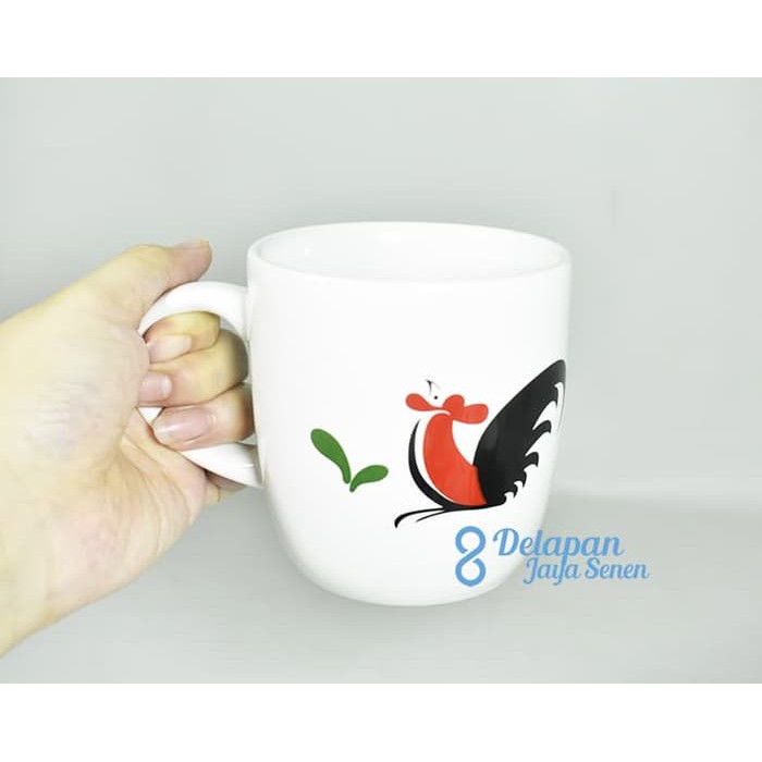 "Mug Ayam Jago | Mug Porselen Ayam Jago | Mug Minum | Mug Serbaguna"