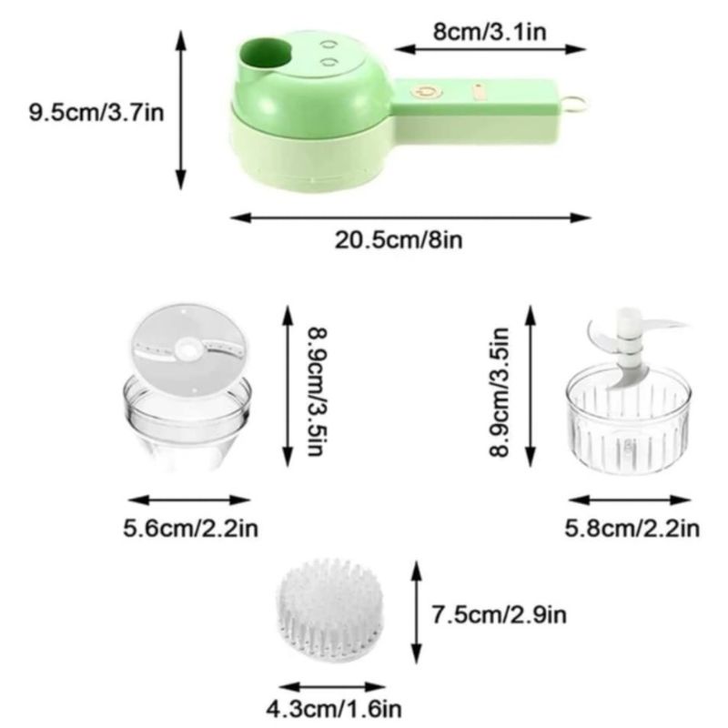 chopper elektrik alat pemotong sayuran 4 in 1 Serbaguna praktis elektrik