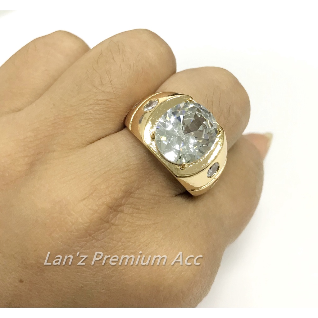 Cincin Pria Jumbo Rendy Titanium 22K Berlian ( Emas) Ala Hotman