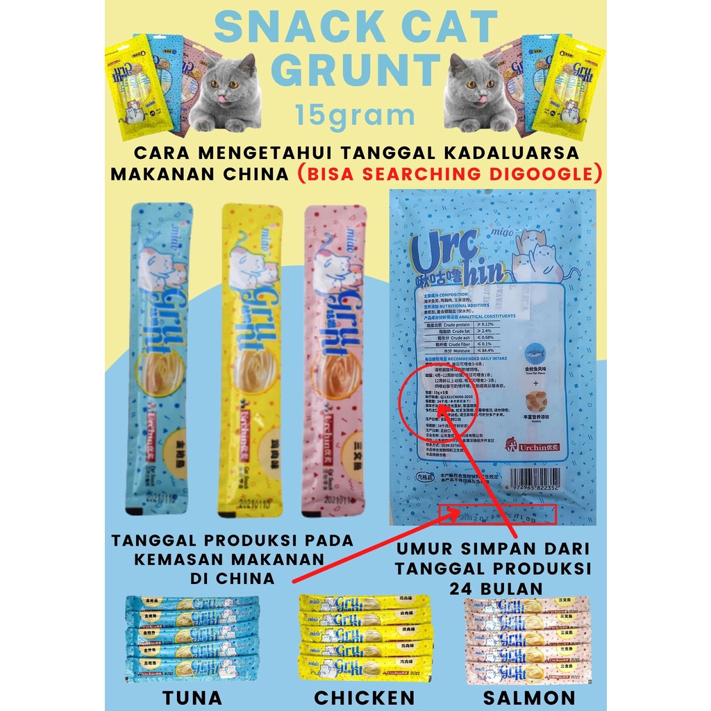 Snack Kucing Grunt / Makanan Kucing Basah Bio Creamy Grunt Treats 15 Gram FEZONE