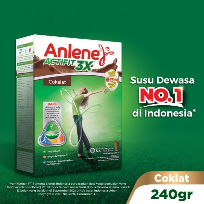 

Anlene Actifit Susu Bubuk Cokelat 240 g Hi Calcium Untuk Kalsium Tulang orang Dewasa AT130S