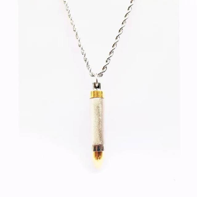 Kalung Pria Liontin Peluru Missil Pendant Tabung End Gold