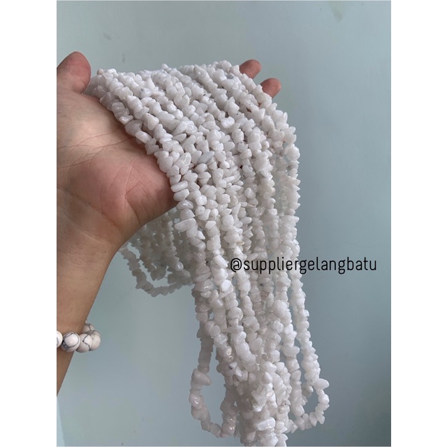 kerikil Batu alam white agate putih 1cm bahan aksesoris craft agatis