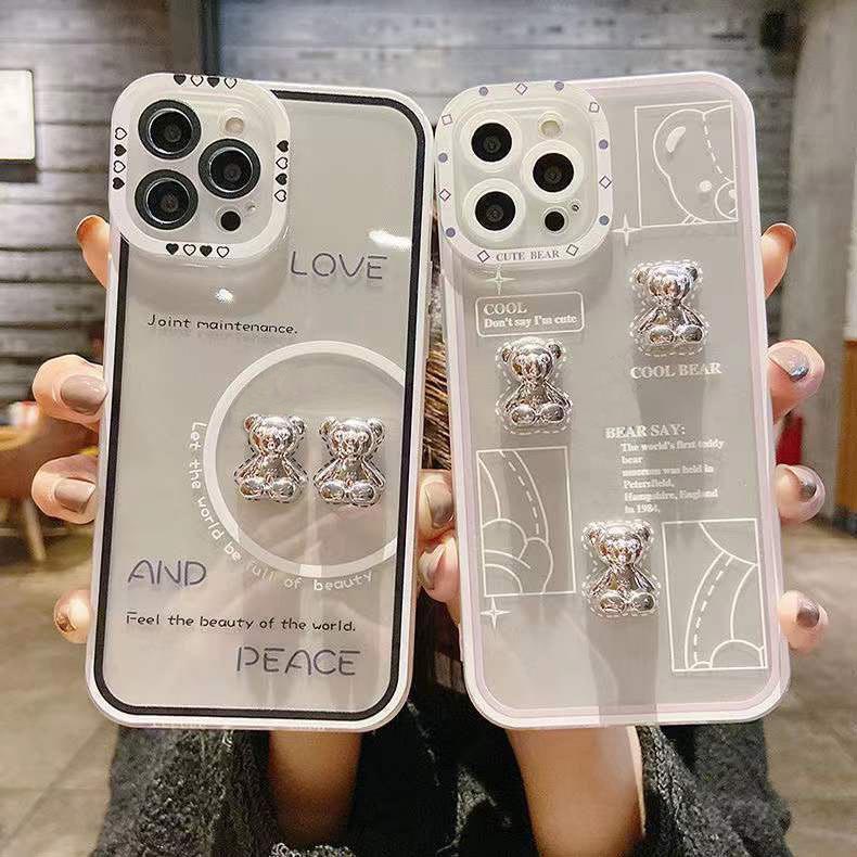 Case Pelindung Motif Beruang 3d Transparan Untuk IPhone 12 13 11 Pro Max X Xs Max Xr 7 8 Plus Hgs4