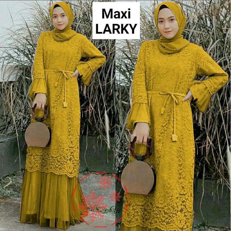 GAMIS MAXI LARKY BRUKAT / GAMIS BRUKAT PESTA / GAMIS KONDANGAN / GAMIS BRUKAT MURAH / GAMIS MEWAH