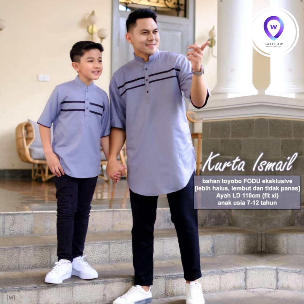 Koko Dewasa - Koko Anak Laki laki / Koko Cuople Ayah dan Anak Lengan Pendek Matt Katun Toyobo Import / Kurta Pakistan