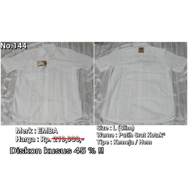 Baju Kemeja / Hem Pria. EMBA Original